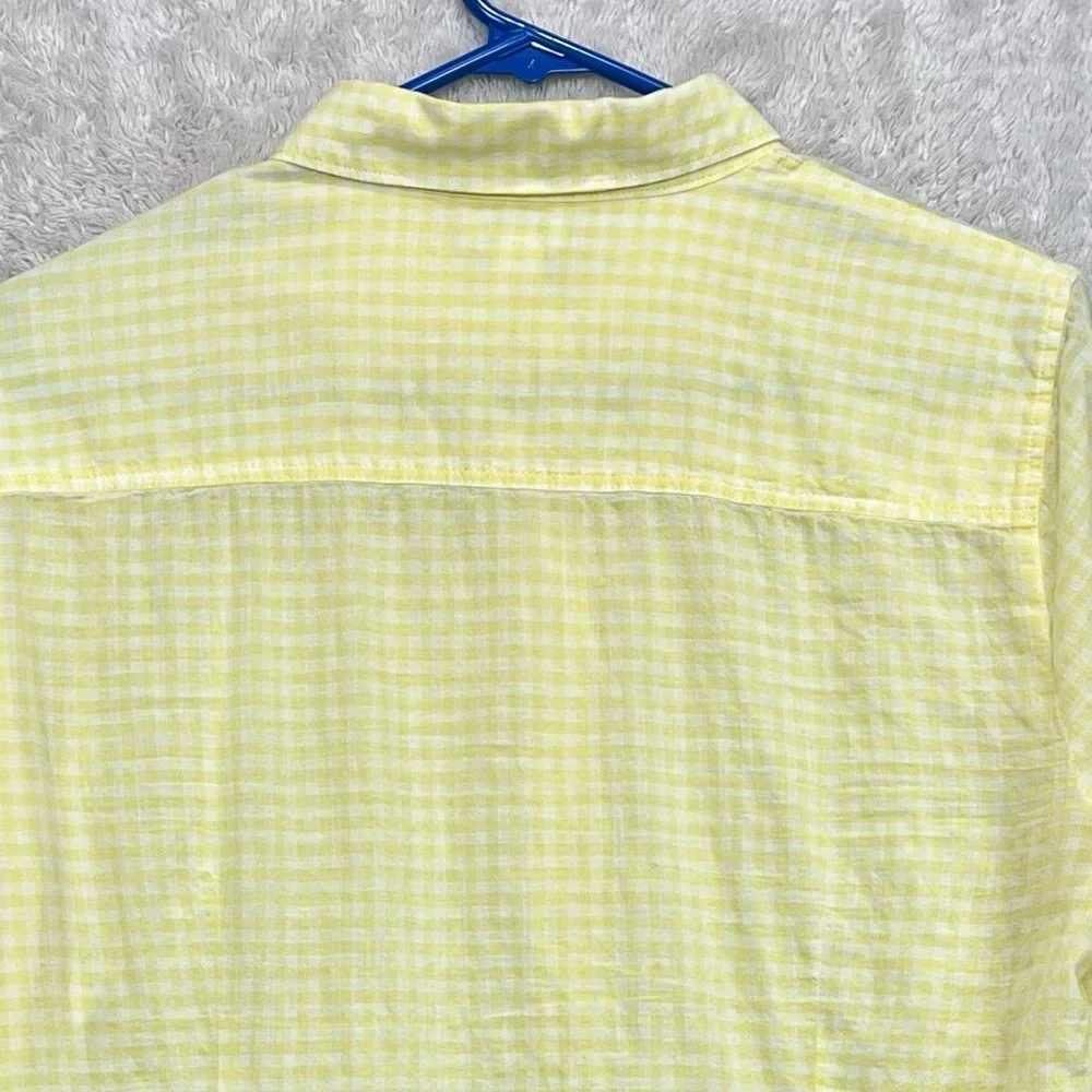 J. Crew Cottagecore Yellow Gingham Button Up Shirt Collared Sz M Layering Preppy
